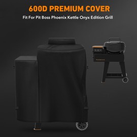 Heavy Duty 600D Polyester Grill Cover Compatible with Pit Boss Phoenix Kettle Grill Onyx Edition Weather Resistant PB Phoenix Kettle Pellet Charcoal Grill Smoker Cover