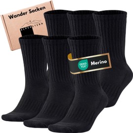 Alpenstern® Merino Hiking Socks for Men and Women, Summer and Winter Trekking Socks, Wool Socks Made of Merino Wool, Anti-Blister, Outdoor Sports, black, 43 - 46