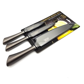 Thyme & Table Non-Stick Coated Stainless Steel Carbone Chef's Knives 3 Piece Set