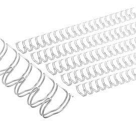 PATIKIL 16mm (5/8") Double Loop Wire Binding Combs, 20 Pcs Metal Twin Loop Binding Coils 140 Sheet Capacity 2:1 Pitch 21 Ring Binding Spines, Silver Tone