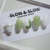 [Sl&Slow Nail Tips] Milky White & Green Nails - Square