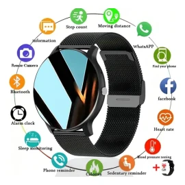 Reloj Inteligente Mujer Hd Llamada Smartwatch Mujer 1.39 Color De La Correa Negro 2