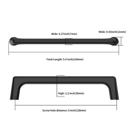 Asidrama 30 Pack 5 Inch(128mm) Matte Black Cabinet Pulls Cabinet Handles Cupboard Handles Kitchen Cabinet Hardware for Cupboard Drawer Pulls