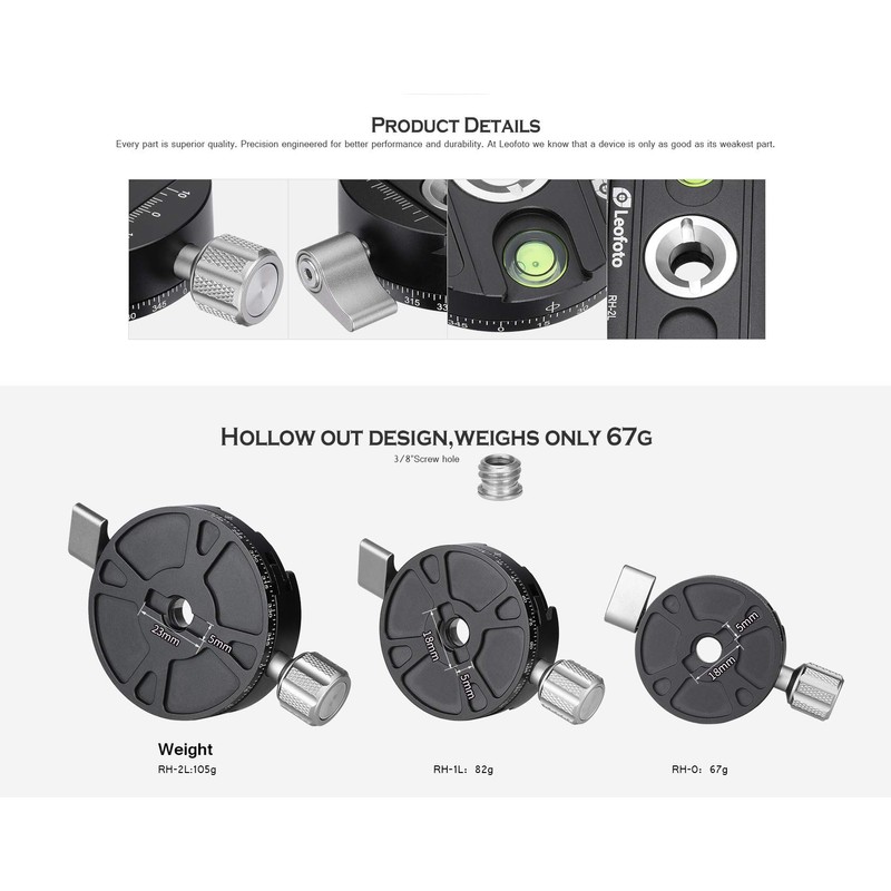 LEOFOTO Tripod Panorama Head Panoramic Plate RH-0 + Quick Release