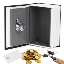 Cyrank Portable Diversion Book Safe, Book Safe with Key Lock Hidden Secret Compartment for Jewelry Fake Book Money Safe Metal Safe Lock Box