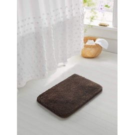 Suchtale Non Slip Bath Mat (20 x 32, Brown) - Soft Microfiber Shaggy, Water Absorbent, Machine Washable, Thick Plush Shower Mat