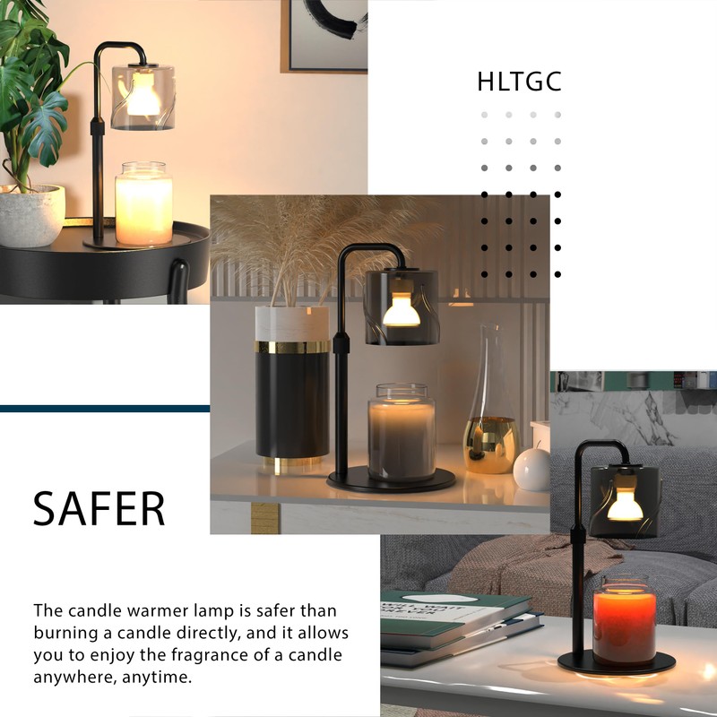 Candle Warmer Lamp with Timer Dimmer, with 2 Bulbs,Adjustable Height,
