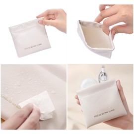 TopGrit 2Packs waterproof PU leather ladies sanitary napkin storage bag, ultra-thin and large capacity for easy carrying - Light Green+White