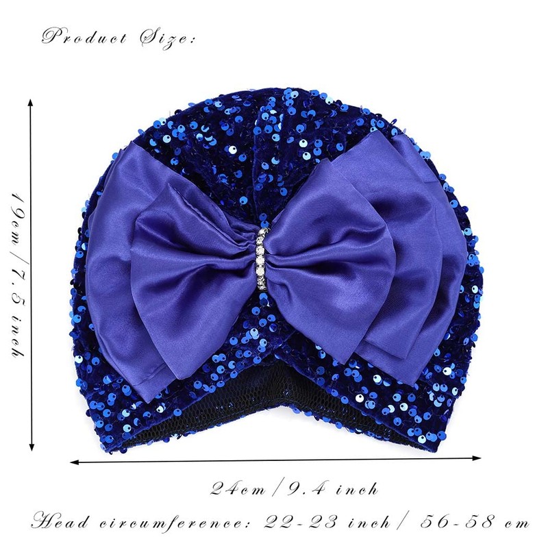 Urieo Gorro de lentejuelas turbante con lazo para la cabeza,