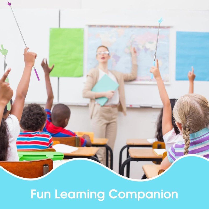 Pack of 10 Extendable Pointer Sticks, Telescopic Teacher Pointers, Finger