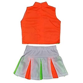 Disfraz de animadora para niñas pequeñas (XL/10-12 años, naranja, verde)
