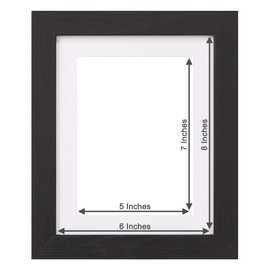 Fabian Clarke London® 8x6 Modern Black Wooden Picture Photo Frame with White 7x5 Mount Includes Safety Glass Front Hang Portrait or Landscape