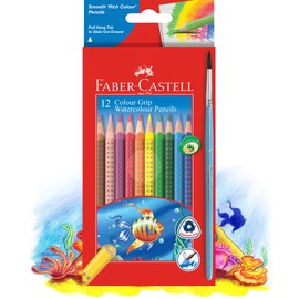 Faber-Castell Grip Watercolour Pencils, Box of 12 plus Brush, (16-116242)