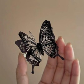 EZ PEACH Bangs, Butterfly, Hairpin, Hair Clip, Hair Ornament, Gradient Color, For Women, Girls, Kimono, Kimono, Hair Accessory, Present (Black)