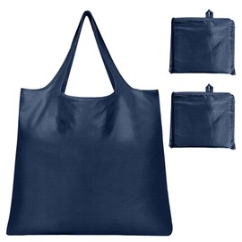 Tandoler Washable Large Foldable Shopping Bag, Waterproof Reusable Grocery Bag Holder,for Shopping Reusable Tote Bags Large 50LBS,Tote Bags Nylon Bags(Navy Blue+Navy Blue)
