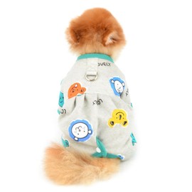 PAIDEFUL Small Dog Fleece Pajamas Pjs Stretchy Soft Doggie Pyjamas with Cute Bear Pet Jumpsuit Puppy Autumn Winter Outfits Warm Chihuahua Clothes Cats Costume D-ring,Gray,L