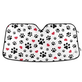 Dog Cat Paw Car Windshield Sunshades Heart Foot Print Kitten Window Sun Shade Reflective UV Rays Protector Keep Your Vehicle Cool Visor Cover Foldable for Car Truck SUV S