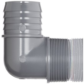 Spears 1413 Series PVC Tube Fitting, 90 Degree Elbow, Schedule 40, Gray, 3/4" Barbed x NPT Male
