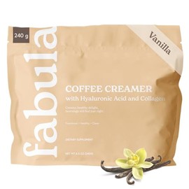 Fabula Collagen Creamer for Coffee with Hyaluronic Acid, MCT Oil, made with Organic Coconut Milk, Vanilla Flavored, Non Dairy, Sugar Free Creamer, 8.5 Oz