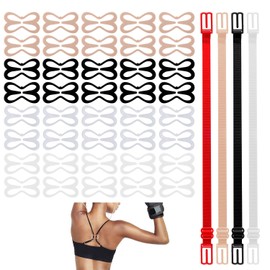 44pcs Bra Cross Back Clip & Bra Straps, Bra Strap Holder Anti-Slip Bra Buckle Clips Bra Hook Strap Racerback for Back Bra Clasp for Narrow Shoulder Straps Women Girls Gift Accessories (4 Colors)