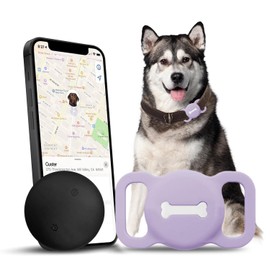 Romansei Pet Tracker for Cat, Smart Pet Location Tracker with Case, Smart Item Finder, MFi Certificated Tracking Device, No Monthly Fee, Works with Find My (iOS Only) (Purple Small)