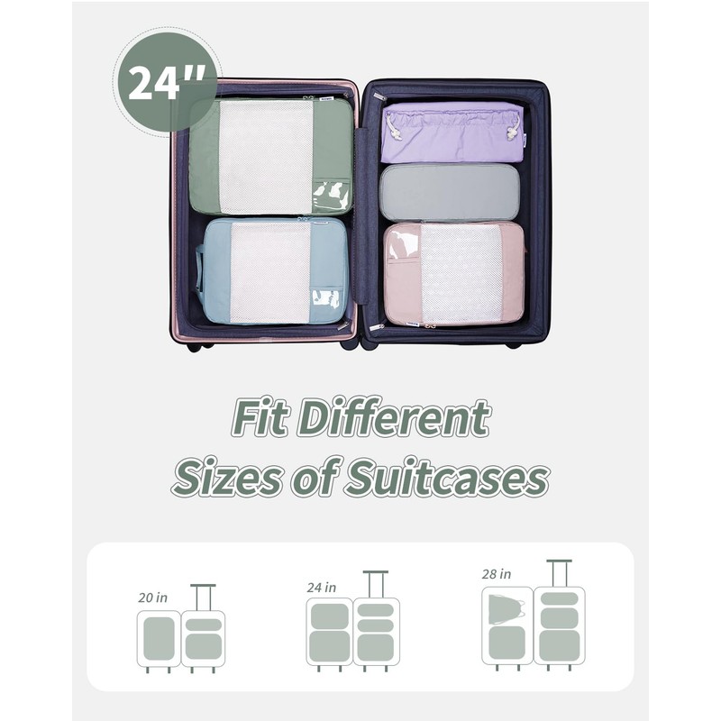 Narwey 5 Teilige Set Kompression Koffer Organizer, Compression Packing Cubes