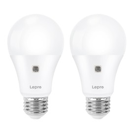 Lepro Dusk to Dawn Light Bulbs Outdoor Lighting, Auto On/Off, Light Sensor LED Bulbs, 60 Watt Equivalent, Non-Dimmable, A19 E26 Medium Screw Base, 9W 806 Lumens, Soft White, Pack of 2