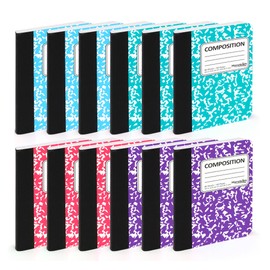 Mini Composition Notebooks Bulk, Cute Composition Books, Small Pocket Notebook, for Kids Students College Office, Pocket Sized Journal Notebooks, 4 Colors - 4.5" x 3.25" - 80 Sheets/Book - (12 Pack)