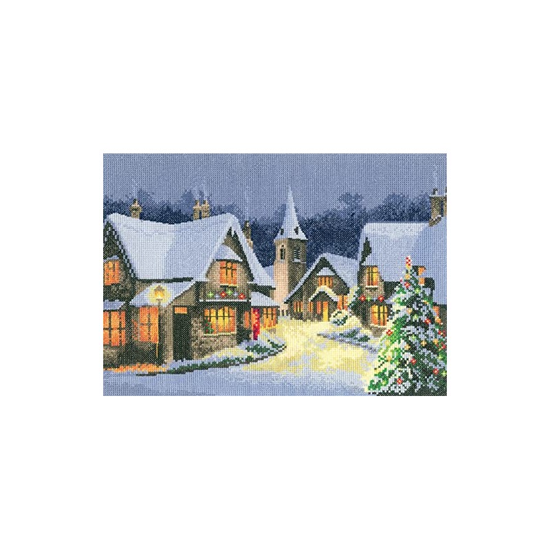 Christmas Village, 28 count Evenweave Cross Stitch Kit