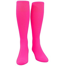 MK Socks Ultralite Knee High Long Baseball Football Tube Socks, Hot Pink (Neon Pink) (S)
