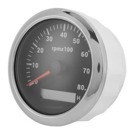 Tacho Meter, 85mm 0‑8000RPM Tachometer 7 Colors Backlight IP67 Waterproof Pointer Type for Boat Marine RV 9‑32V(Black) Tachometer