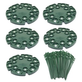 5 Pcs Wigwam Cane Grips - Bamboo Cane Supports with 12 Holes and 50Pcs Adjustable Plant Ties - Sweet Pea Supports for Climbing Plants, Peas, Tomatoes - Plant Sticks Holder (5 Pcs)