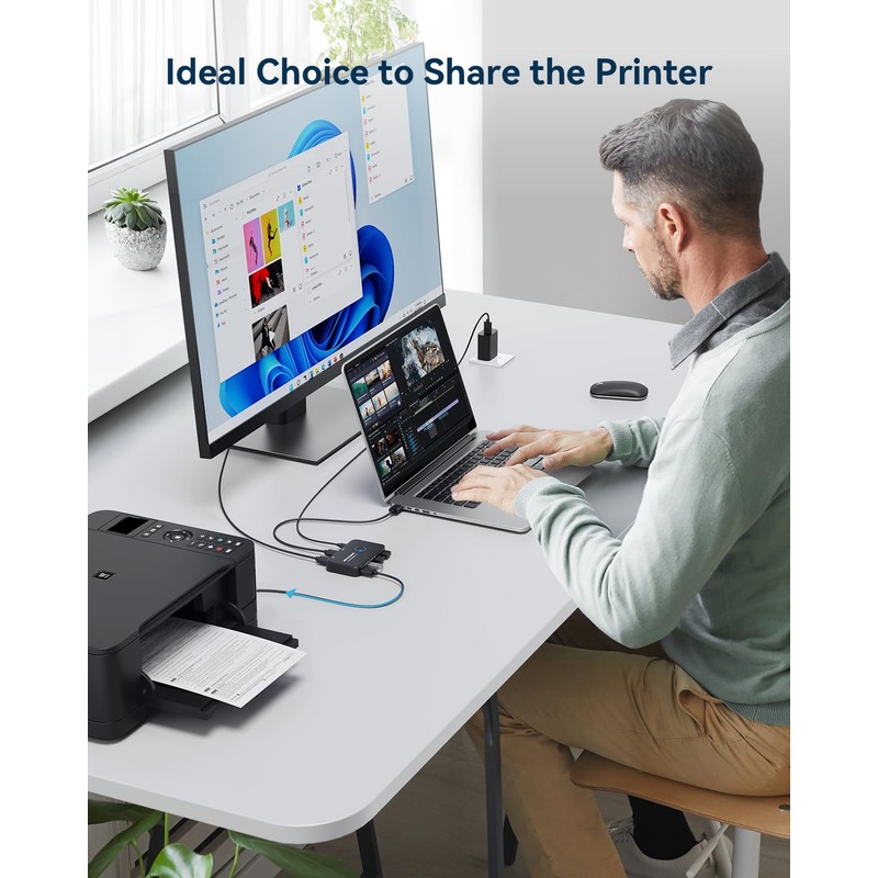 USB 3.0 Switch, ABLEWE KVM Switch Selector 2 Computers Sharing