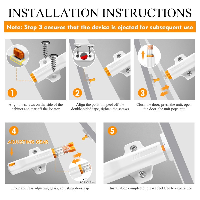 SNOMEL 2 Pieces Plastic Push to Open Cabinet Hardware, Rebound
