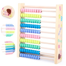 Abacus, Wooden Rake Slider, Wooden Toy Baby, Montessori Toy, Mathematics with 100 Wooden Beads, Children's Toy, Motor Skills Toy, Educational Toy, Gifts for Children