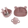 5pcs Baby Feeding Kit Food Grade Silicone Bear Design Plate