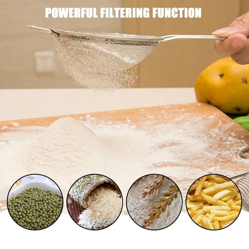 4-Piece Strainer Set with 4 Hooks, Stainless Steel Strainer, Kitchen