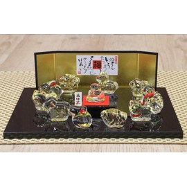 Yakushi Kiln Yearly Zodiac Figurine Lucky Charm Crystal Zodiac Ornament Set