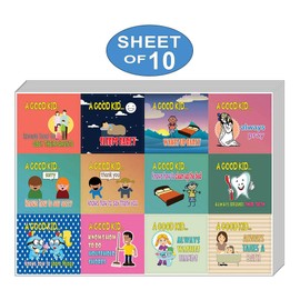 Creanoso A Good Kid Behavior Stickers - At Home (10-Sheet) – Total 120 pcs (10 X 12pcs) Sticker Card Giveaways for Kids – Awesome Stocking Stuffers Gifts for Boys & Girls – Classroom Home Rewards