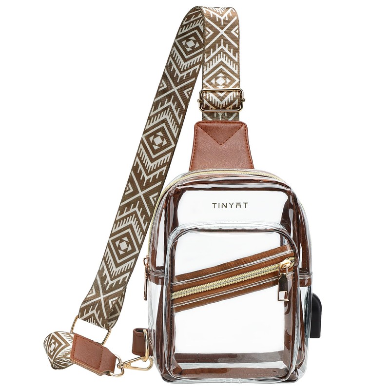TINYAT Small Clear Sling Bag Stadium Approved Transparent Chest Bag