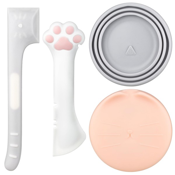 Ullnosoo Cat Food Can Lid, Universal 2Pcs Silicone Wet Food Covers Lids with 2Pcs Spoons Can Openers for 3oz 5.5oz 12.5oz 13oz 13.2oz Cat Dog Pet Cans Supplies
