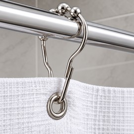 Roller Ball Shower Curtain Hooks for Bathroom – 12-Piece Hanging Ring Set for Smooth Curtain Movement