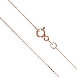 Honolulu Jewelry Company 14K Thin Real Solid Rose Gold 0.5mm Box Chain Necklace Spring-Ring Clasp - 20 Inches
