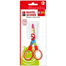 Marabu 0318000000100 Kids Craft Scissors for Young Craft Lovers with Blunt Tip and Soft Grip Printed Scissors Blades Size Approx. 13 cm