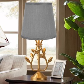 Small Lampshade Set of 2, Chandelier Mini Lampshade Light Shades for Lamps Barrel Fabric Lampshade Vintage Lampshade for Table Lamp and Floor (Grey)