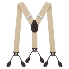 AYOSUSH Mens Suspenders Button End Heavy Duty Beige Y Back Business Wedding Gift