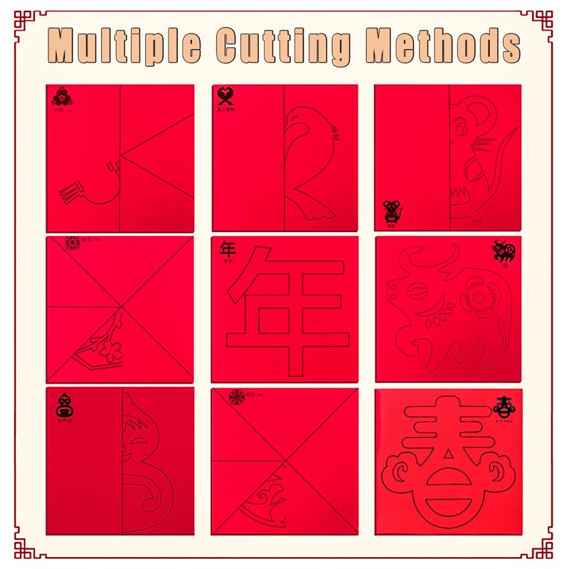 Kissvian Chinese Paper Cutting Kit for Window Decoration Spring Festival