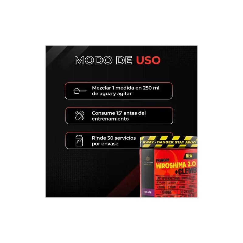 Preentrenador Workout Hiroshima Clemb Oxido 30 Servicios Sabor Uva