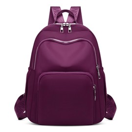 FOLOVEYA Backpack Womens Fashion Casual Daypack Waterproof Anti-Theft Rucksack Multi Pocket Lightweight Backpack for Sports Travel Work Vacation Commuting Daily Polyester Backpack Purple