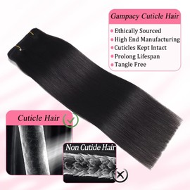 Clip in Hair Extensions Real Human Hair, Seamless Clip ins Real Human Hair for Women, Remy Human Hair Clip in Extensions, Double Weft 8pcs 22 inch Natural Black